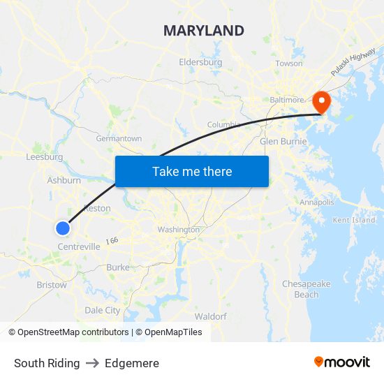 South Riding to Edgemere map