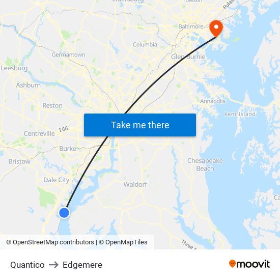 Quantico to Edgemere map