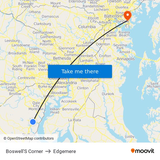 Boswell'S Corner to Edgemere map