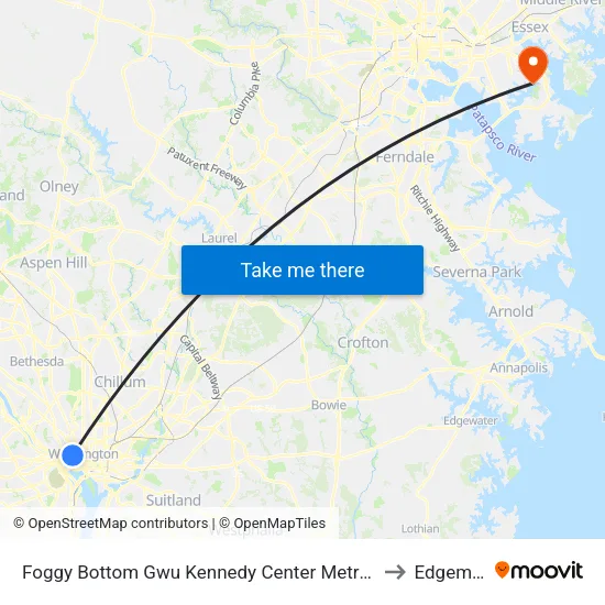 Foggy Bottom Gwu Kennedy Center Metro Station to Edgemere map