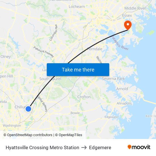 Hyattsville Crossing Metro Station to Edgemere map