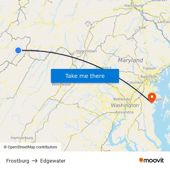 Frostburg to Edgewater map