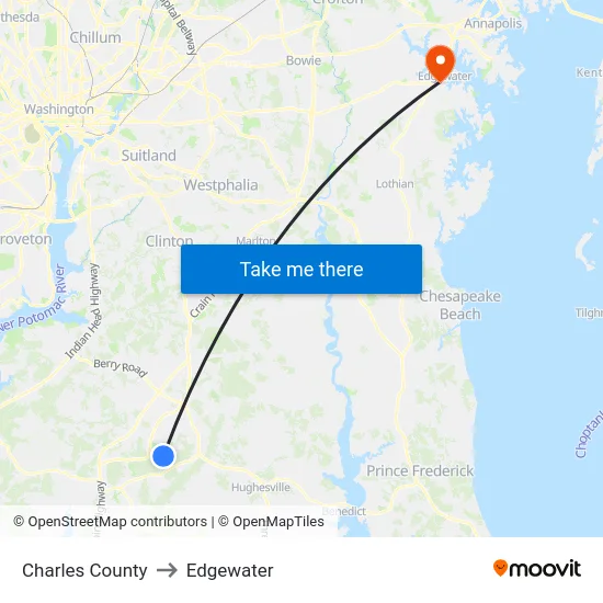 Charles County to Edgewater map