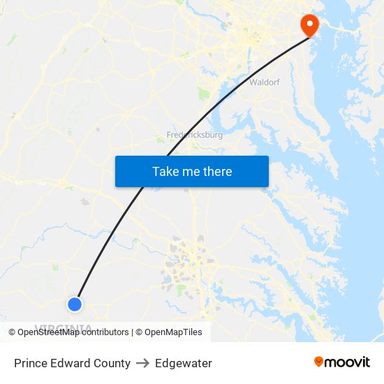Prince Edward County to Edgewater map