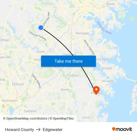 Howard County to Edgewater map