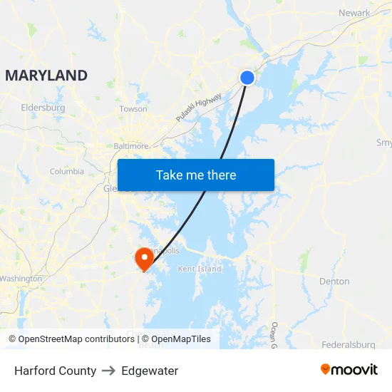 Harford County to Edgewater map