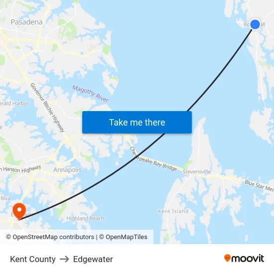 Kent County to Edgewater map