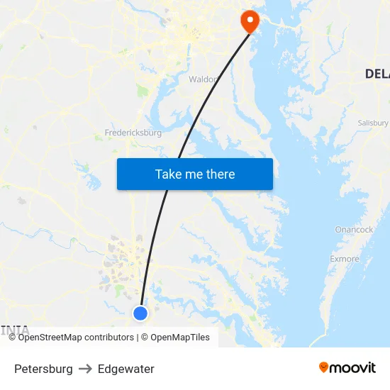 Petersburg to Edgewater map