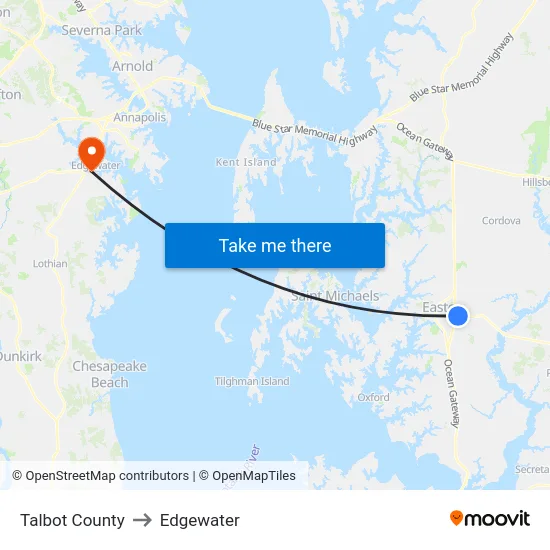 Talbot County to Edgewater map