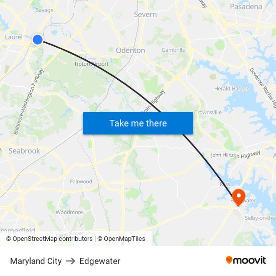 Maryland City to Edgewater map