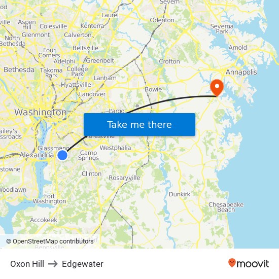Oxon Hill to Edgewater map