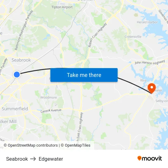 Seabrook to Edgewater map