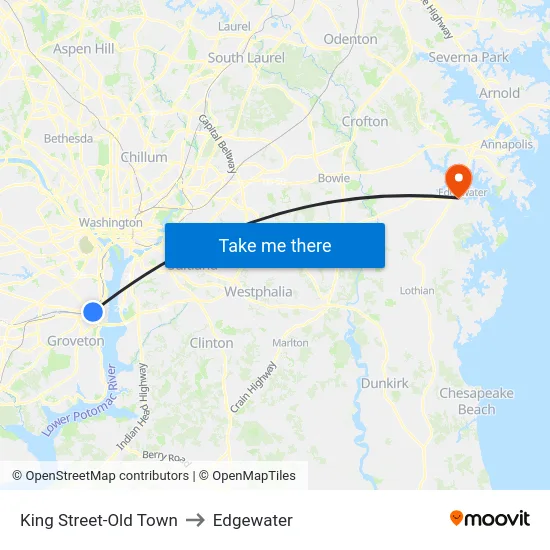 King Street-Old Town to Edgewater map