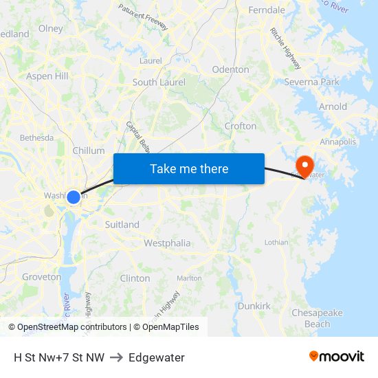 H St Nw+7 St NW to Edgewater map