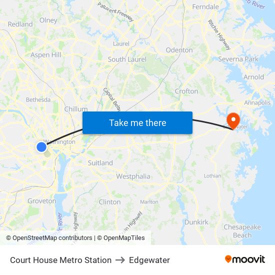 Court House Metro Station to Edgewater map