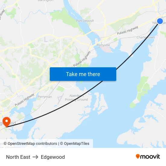 North East to Edgewood map