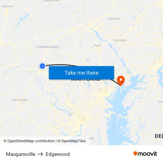 Maugansville to Edgewood map