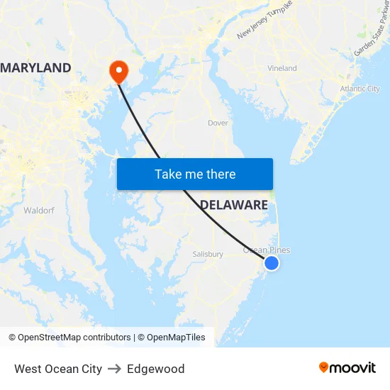 West Ocean City to Edgewood map