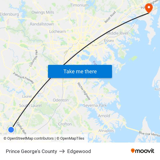 Prince George's County to Edgewood map