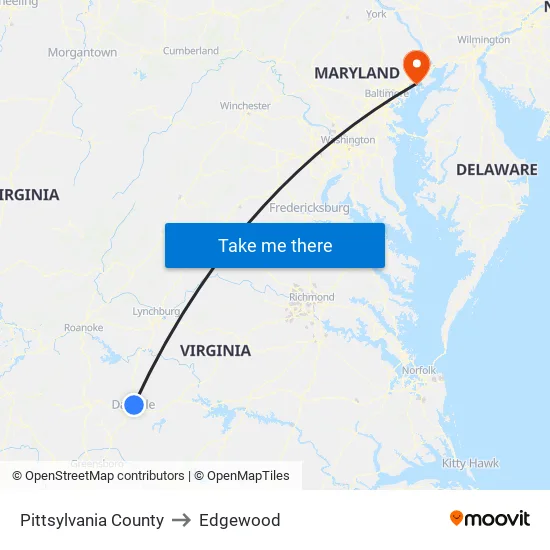 Pittsylvania County to Edgewood map