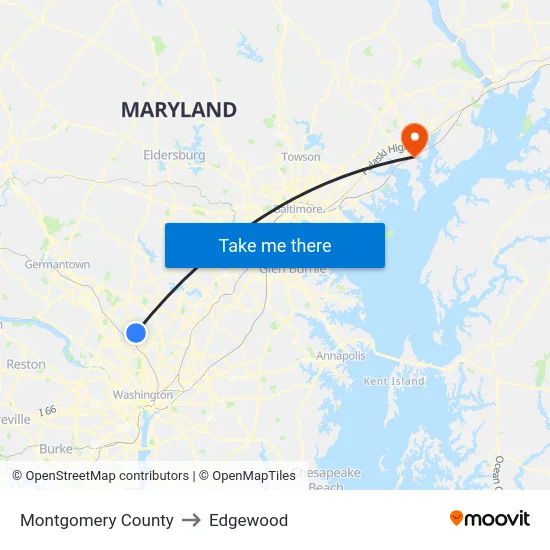 Montgomery County to Edgewood map