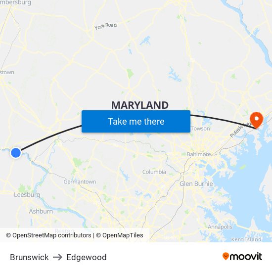 Brunswick to Edgewood map