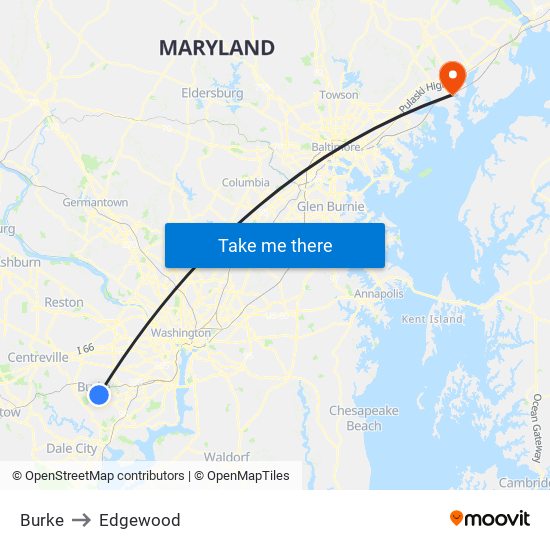 Burke to Edgewood map