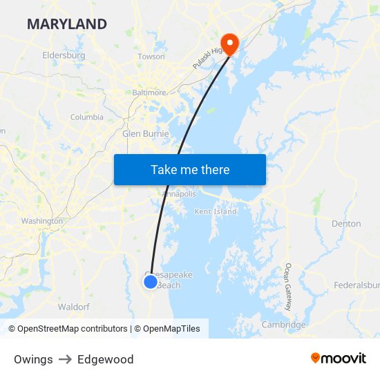 Owings to Edgewood map