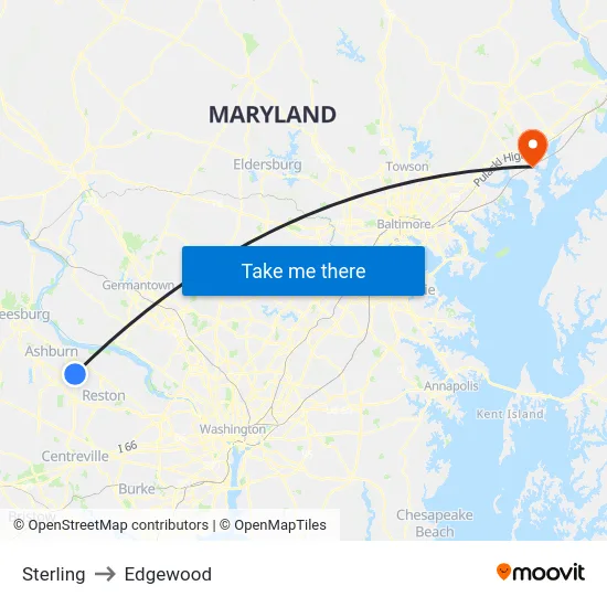 Sterling to Edgewood map
