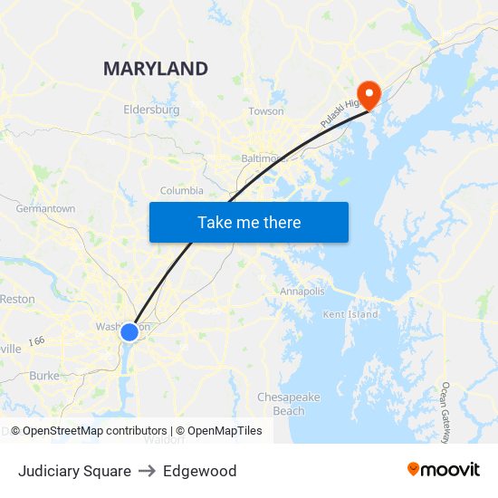 Judiciary Square to Edgewood map