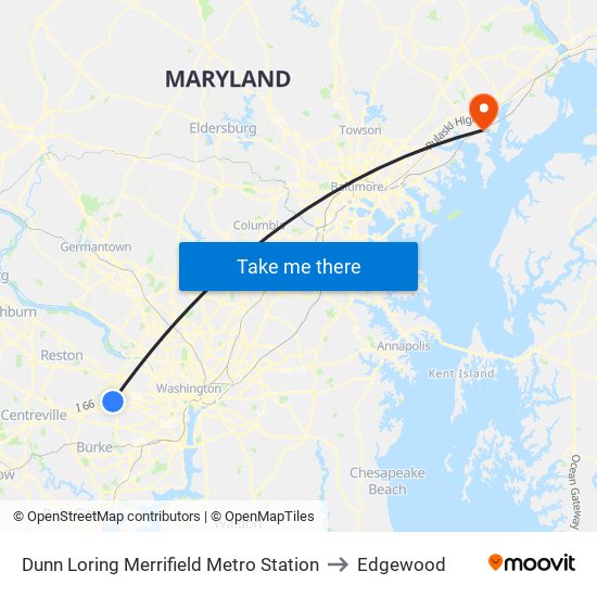 Dunn Loring Merrifield Metro Station to Edgewood map