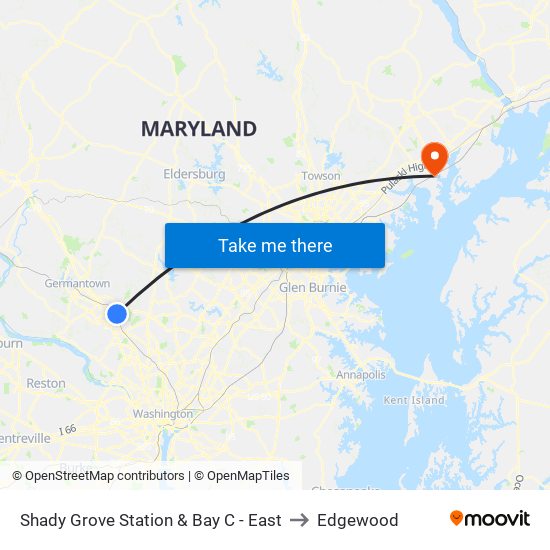 Shady Grove Station & Bay C - East to Edgewood map