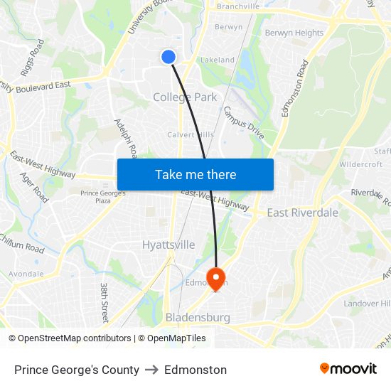 Prince George's County to Edmonston map