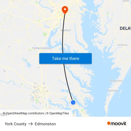 York County to Edmonston map