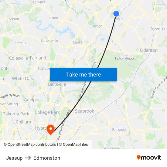 Jessup to Edmonston map