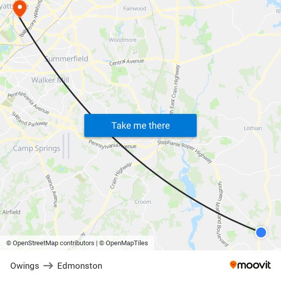 Owings to Edmonston map