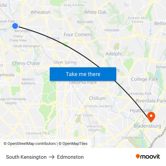 South Kensington to Edmonston map