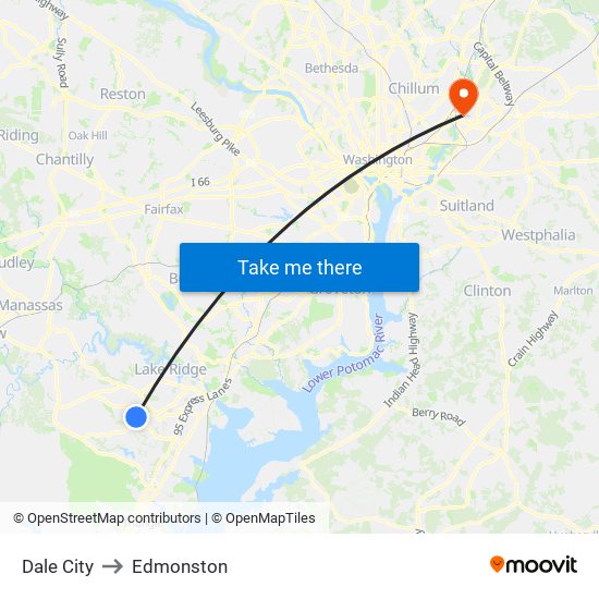 Dale City to Edmonston map