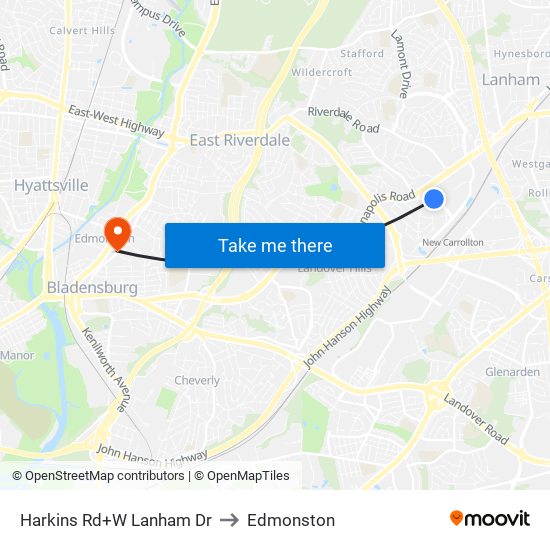 Harkins Rd+W Lanham Dr to Edmonston map