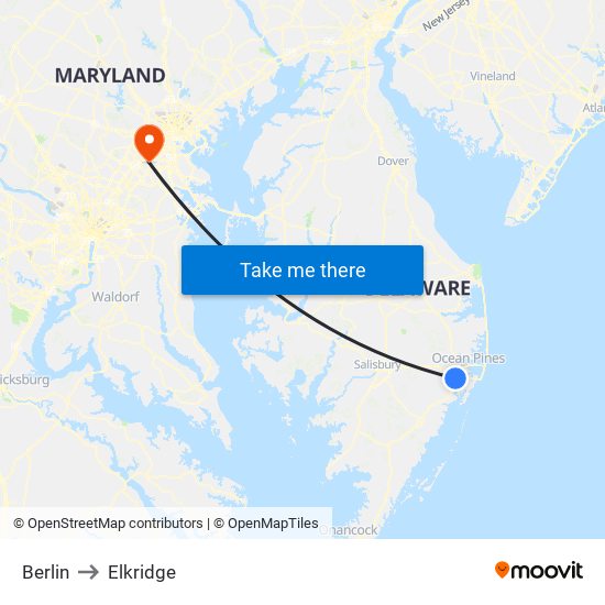 Berlin to Elkridge map