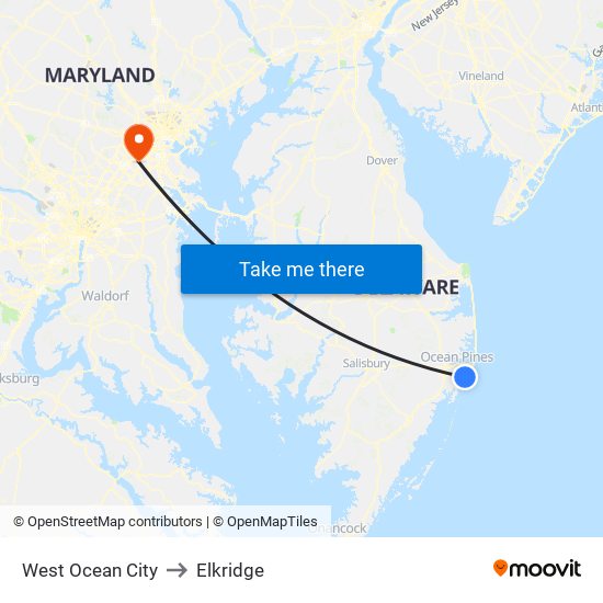 West Ocean City to Elkridge map