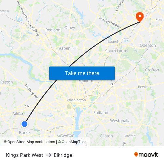Kings Park West to Elkridge map