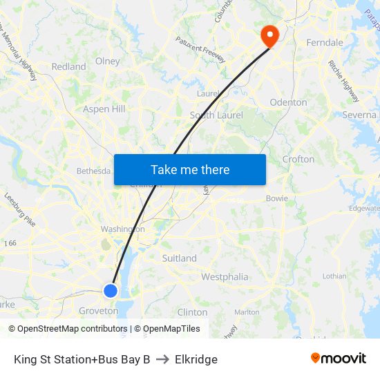 King St Station+Bus Bay B to Elkridge map