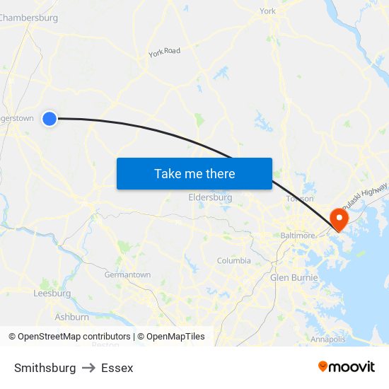 Smithsburg to Essex map