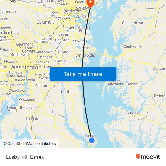 Lusby to Essex map