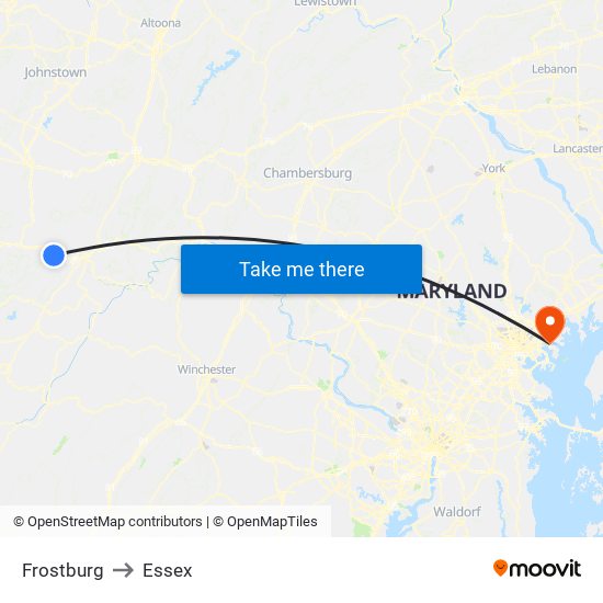 Frostburg to Essex map