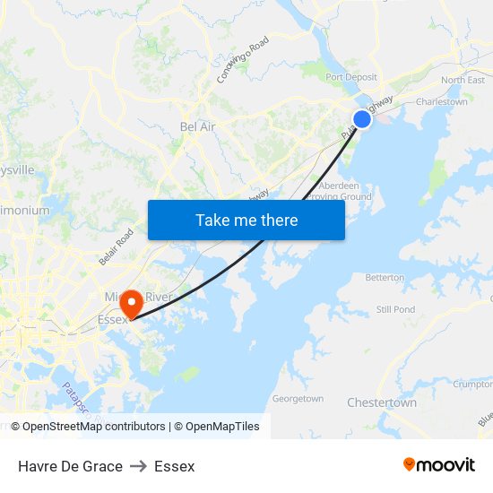 Havre De Grace to Essex map