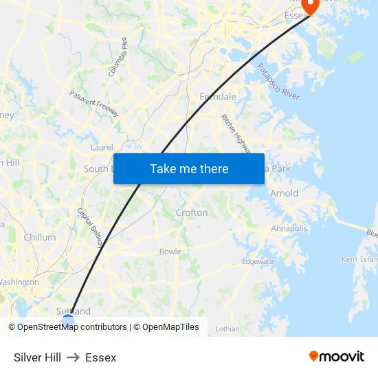 Silver Hill to Essex map