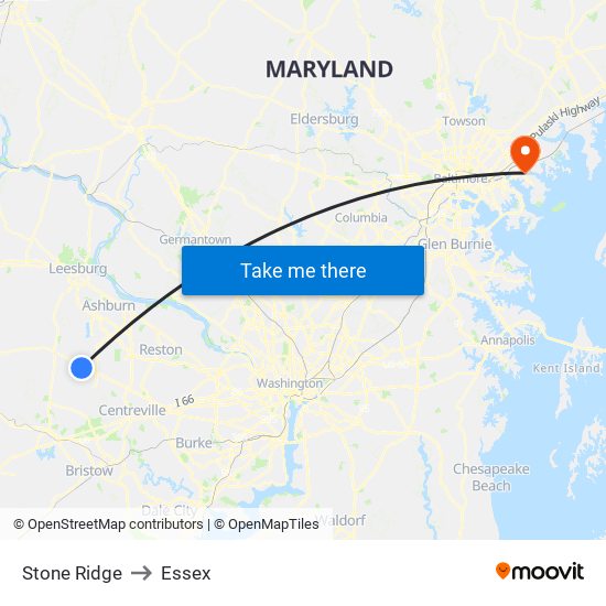 Stone Ridge to Essex map