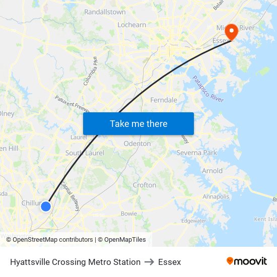 Hyattsville Crossing Metro Station to Essex map